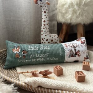 Geburtskissen mit Größe und Gewicht. Das perfekte Geschenk zur Geburt für Eltern