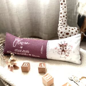 Geburtskissen mit Größe und Gewicht, personalisiertes Kissen, Geschenk zur Geburt für Baby