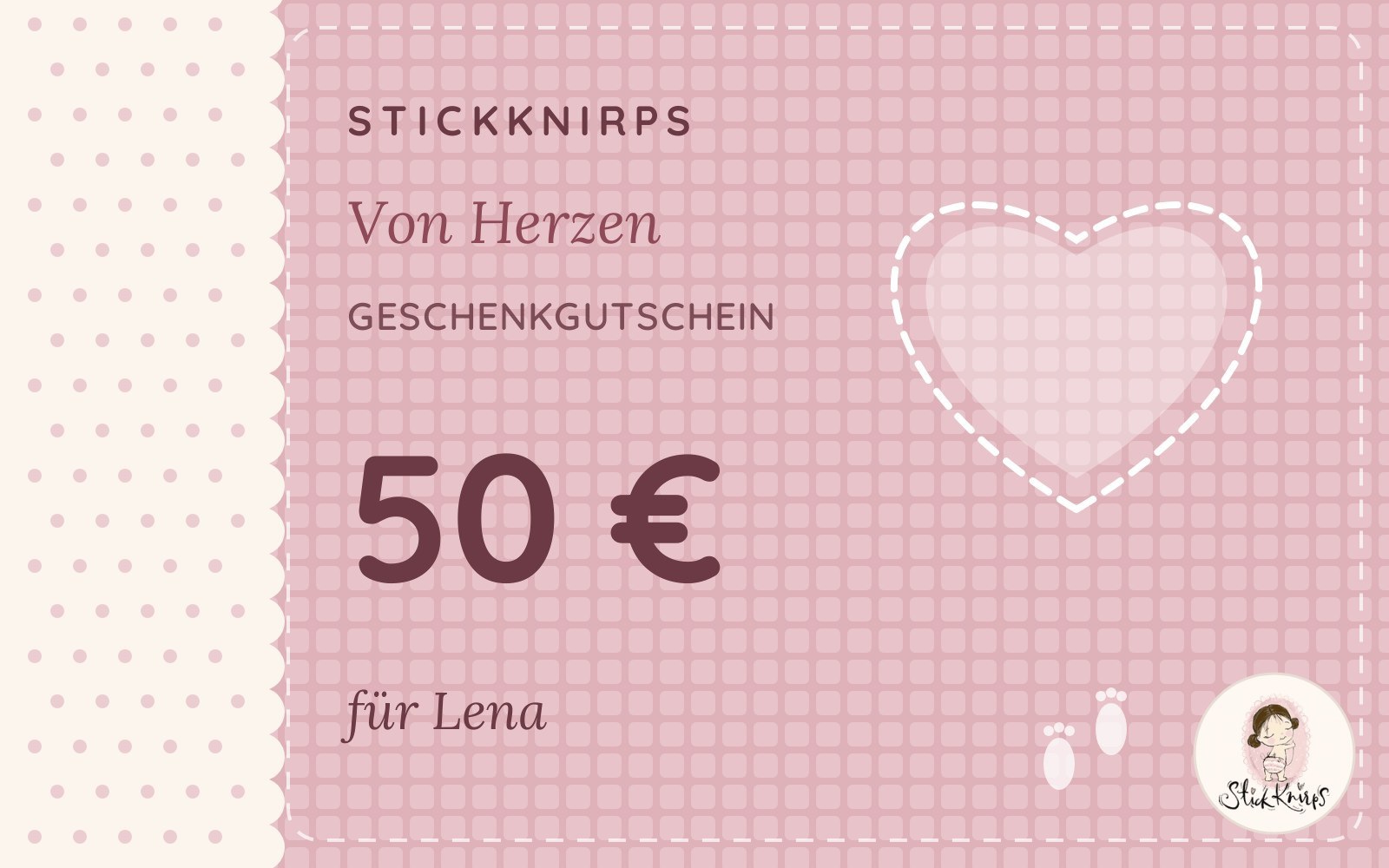 Geschenkgutschein Motiv Waffelherz (Beispiel)