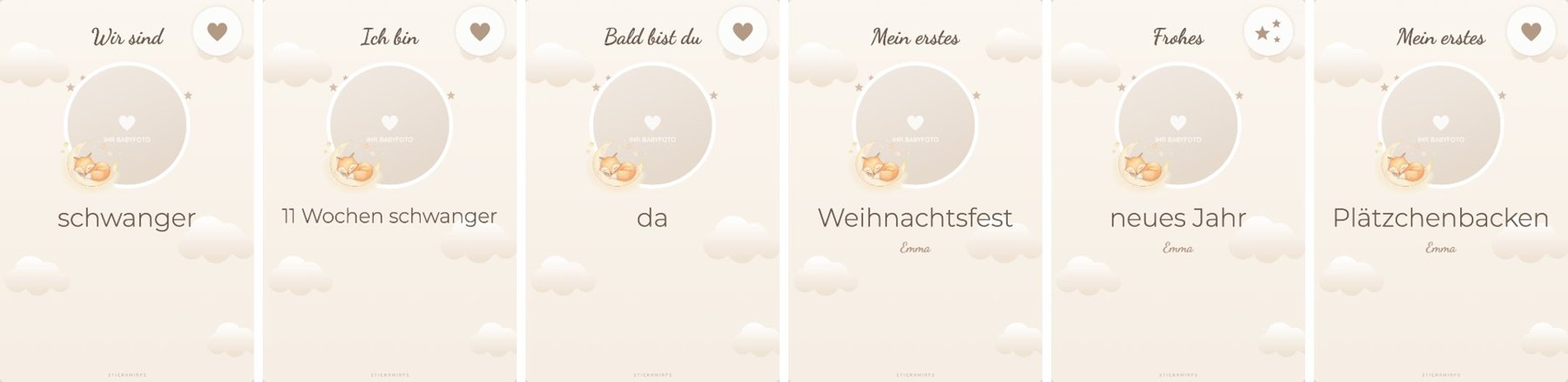 Babybauch-Karten und Meilensteinkarten Winter-Edition