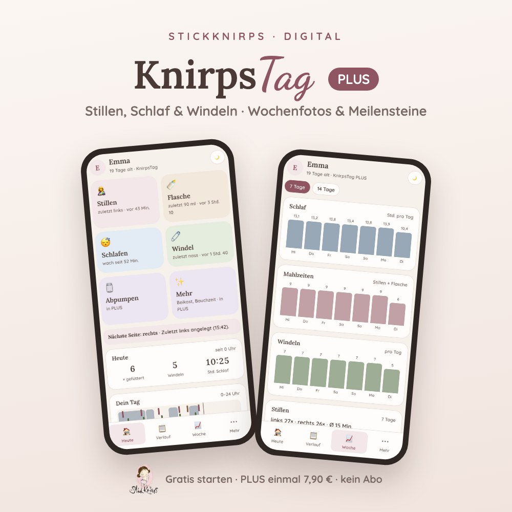 KnirpsTag Babytracker auf zwei Handys