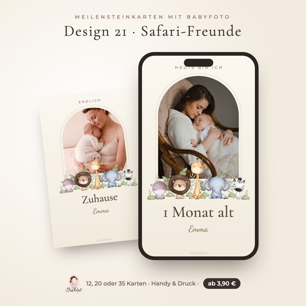 Meilensteinkarten mit Babyfoto Design 21