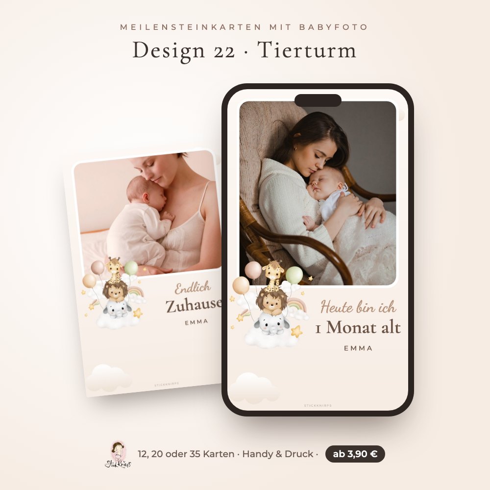 Meilensteinkarten mit Babyfoto Design 22