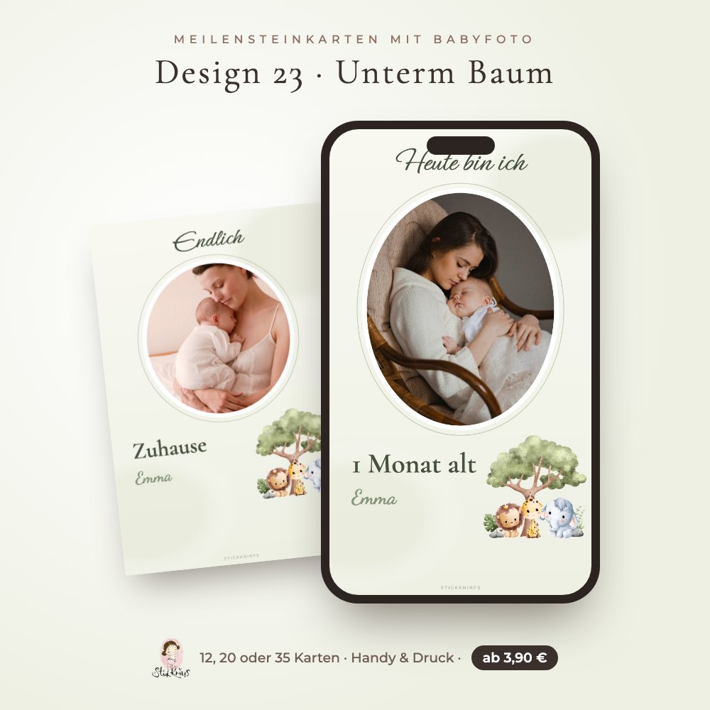 Meilensteinkarten mit Babyfoto Design 23