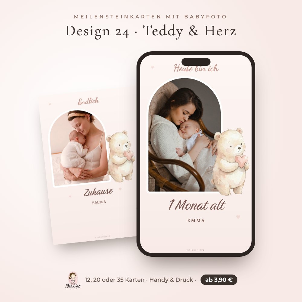 Meilensteinkarten mit Babyfoto Design 24