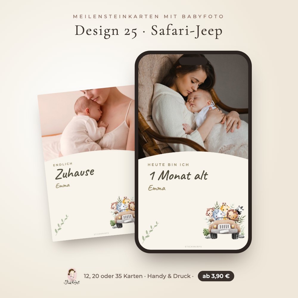 Meilensteinkarten mit Babyfoto Design 25
