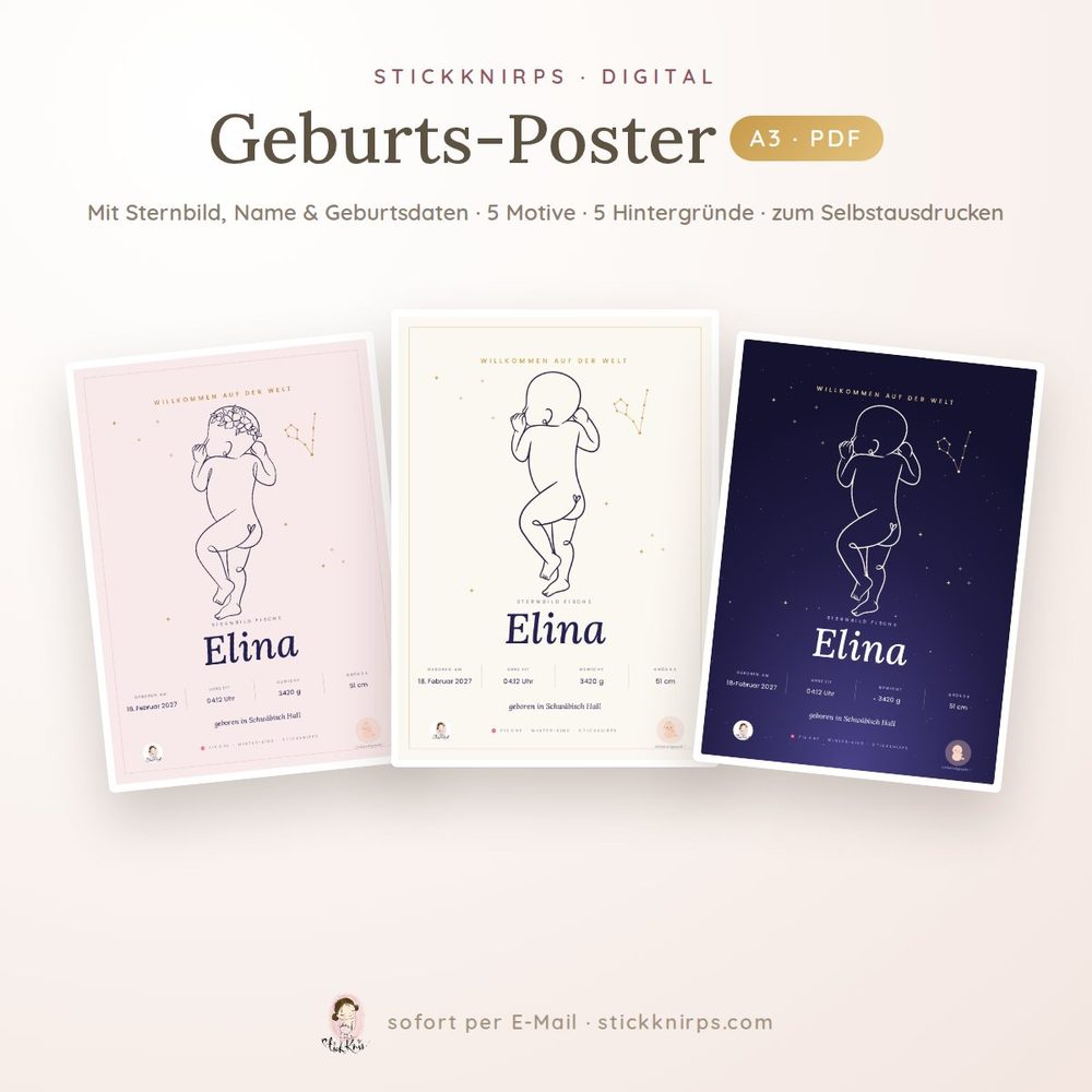 Geburts-Poster mit Sternbild
