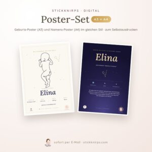 Poster-Set Geburts- und Namens-Poster